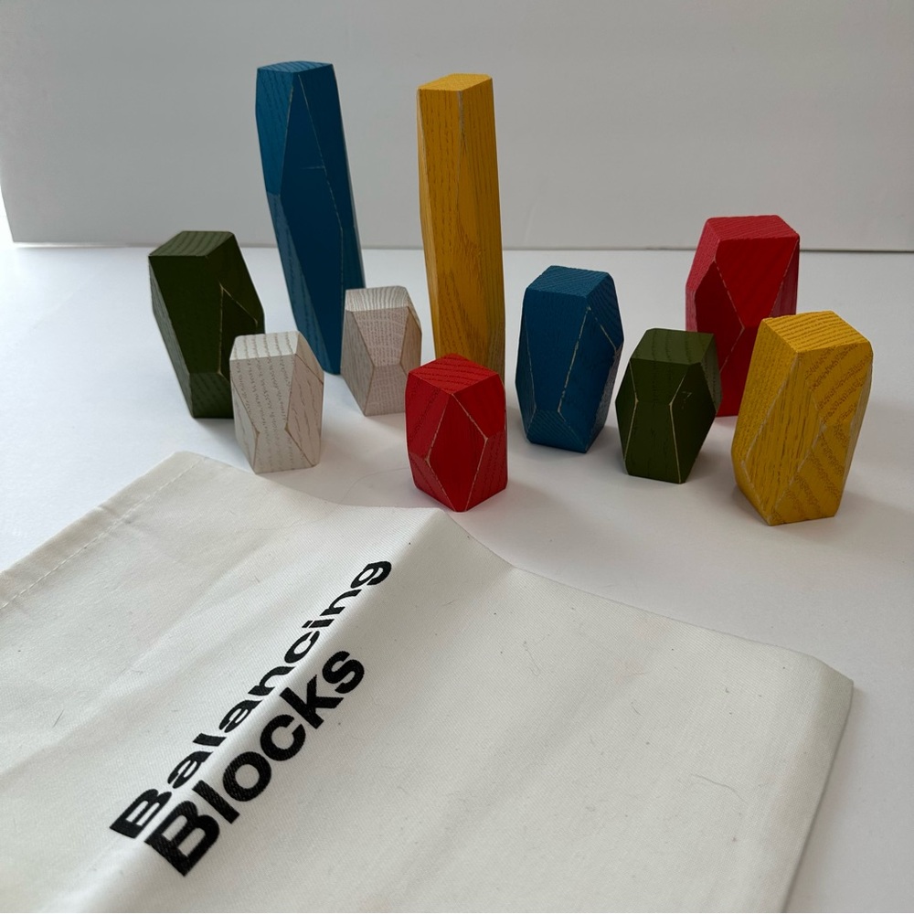Areaware Balancing Oak Wood Blocks Multi Color. 10 Balance blocks